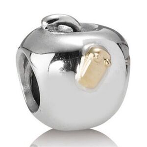 Apple with 14K gold worm Pandora Charm